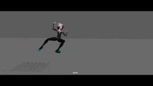 An action-packed animation of a woman jumping in the air.