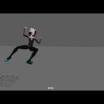An action-packed animation of a woman jumping in the air.